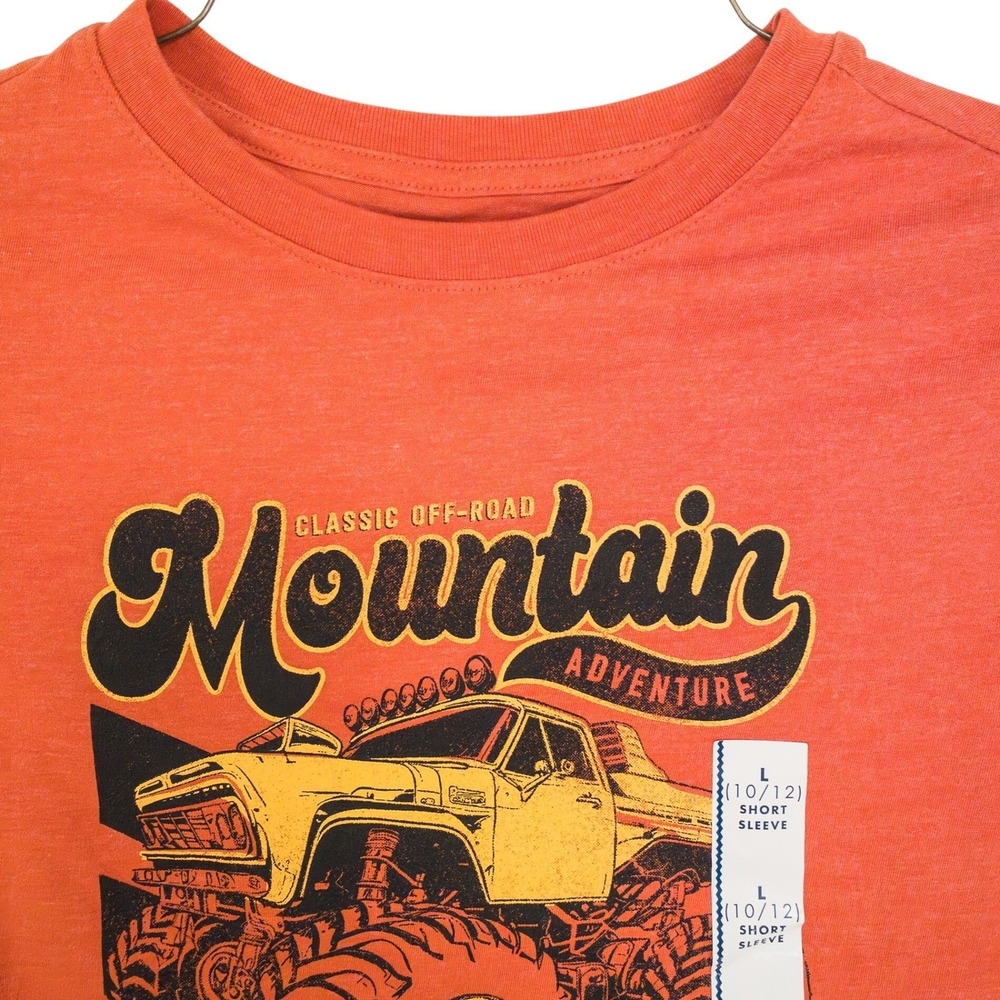 Cat Jack Orange Mountain Adventure Monster Truck Short‎ Sleeve T Shirt L 10 12
